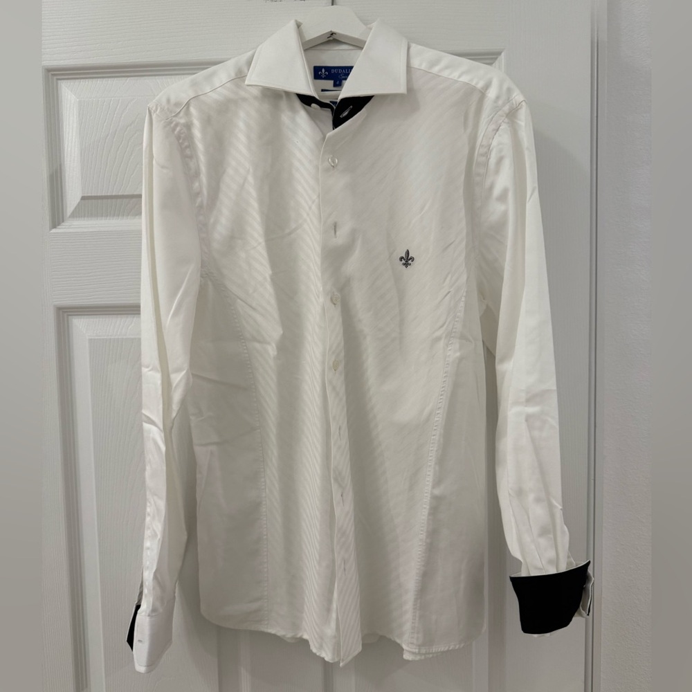 Dudalina Navy Blue and White Dress Shirt Classic Design